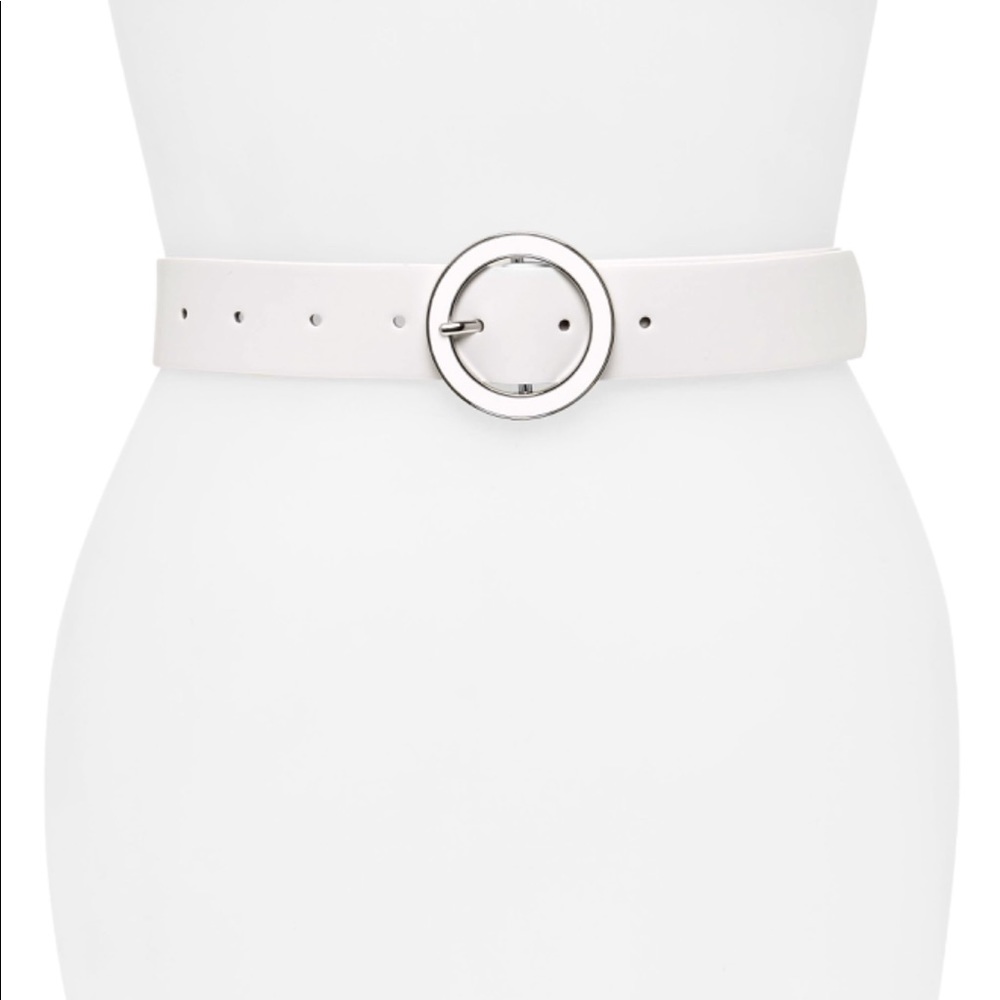 Halogen White Round Buckle Belt